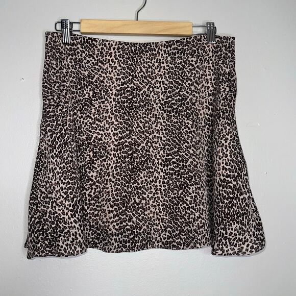 Joie Leopard Silk Mini Skirt Size 8 Cheetah Print Brown Tan Lined Skirt - Picture 6 of 6